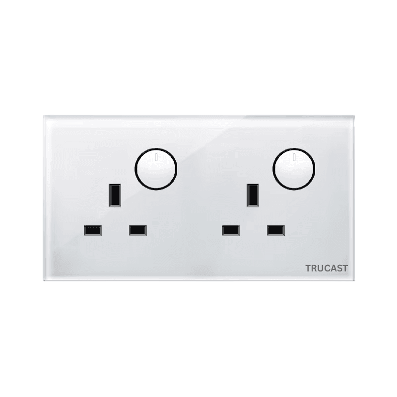 S01 Socket | 13A Double + Neon; White