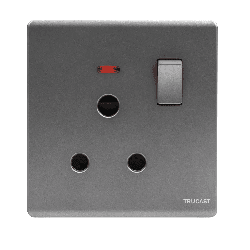 S06 Socket | 15A + Neon; Silver