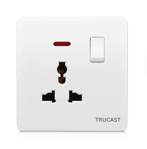 S06 Socket | 13A Single; MF + Neon; Silver