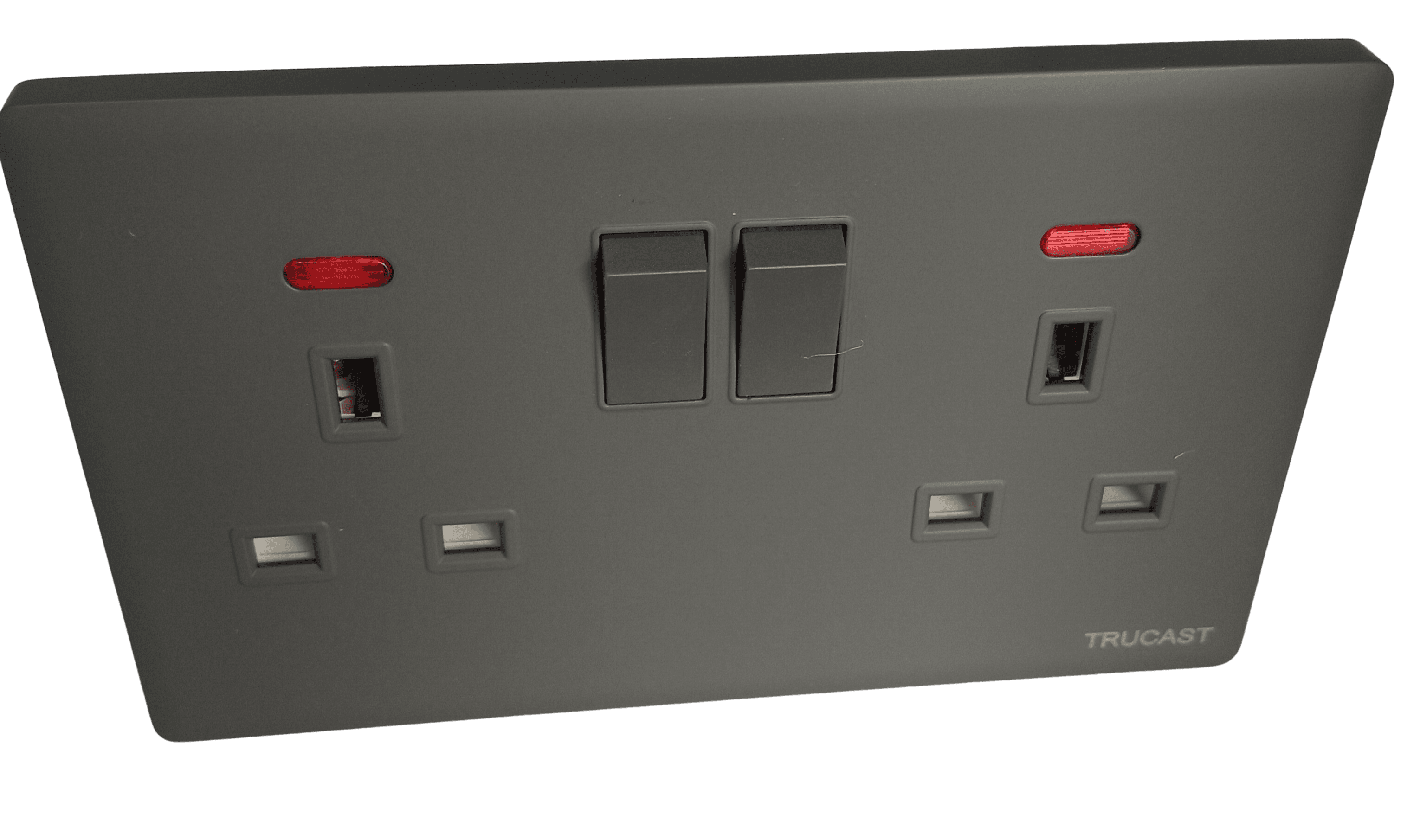 S73 Socket | 13A Double + Neon; Grey