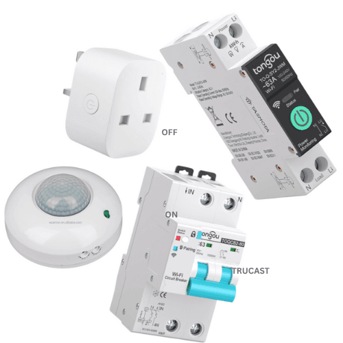 Trucast Smart Team configuring smart locks and automation controllers on a workbench